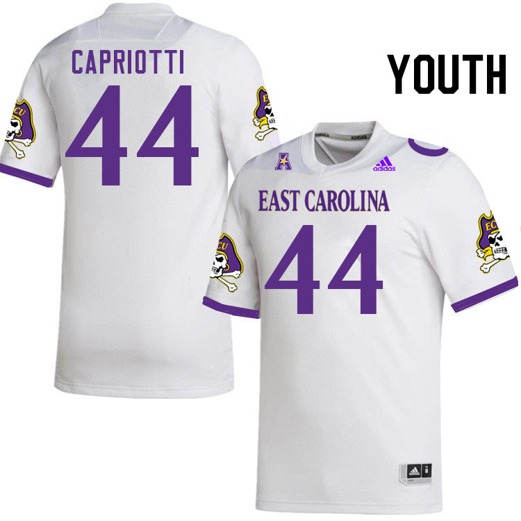 Youth #44 Ryan Capriotti ECU Pirates College Football Jerseys Stitched Sale-White